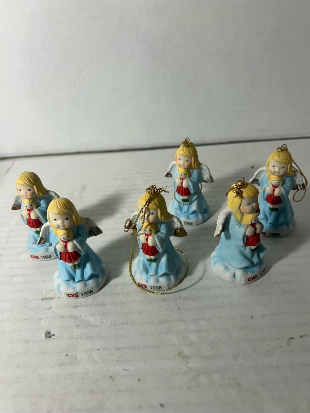 CVS 1996 Blue Angel Holiday Ornament Set of 6